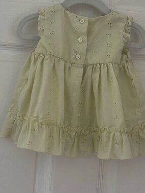 Little Bitty Sundress with Floral Embroidery vintage Size 6/9 months yellow Baby